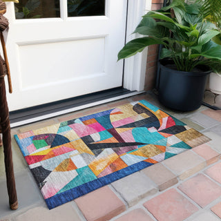 Piper Looms Chantille Abstract ACN1757 Blue Machine Washable Area Rug Scatter Outdoor Lifestyle Image Feature
