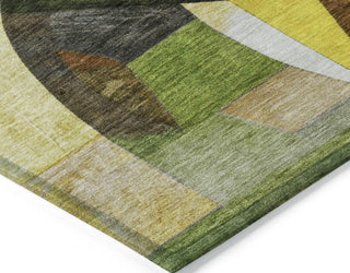 Piper Looms Chantille Abstract ACN1757 Green Machine Washable Area Rug Corner Image