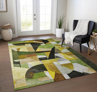 Piper Looms Chantille Abstract ACN1757 Green Machine Washable Area Rug Lifestyle Image Feature