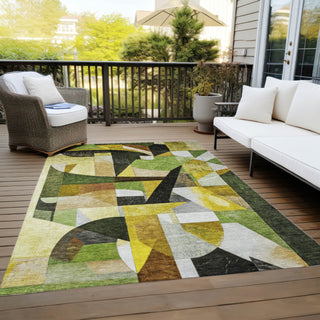 Piper Looms Chantille Abstract ACN1757 Green Machine Washable Area Rug Outdoor Lifestyle Image Feature