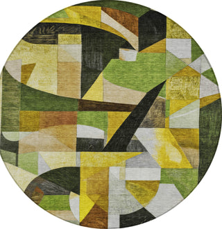 Piper Looms Chantille Abstract ACN1757 Green Machine Washable Area Rug Round Main Image