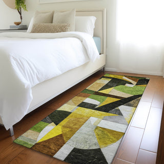 Piper Looms Chantille Abstract ACN1757 Green Machine Washable Area Rug Runner Lifestyle Image Feature