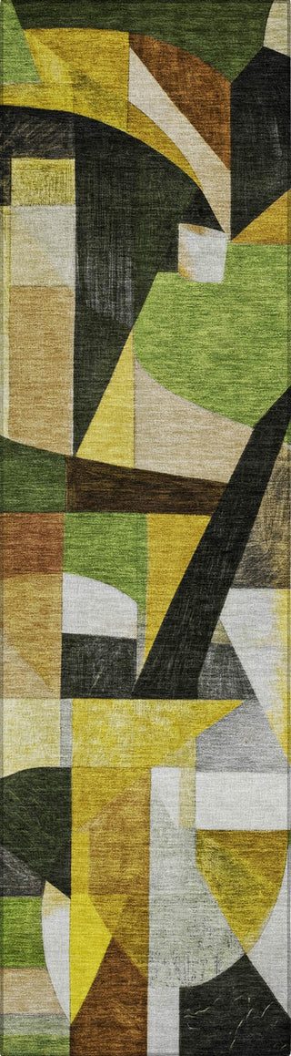 Piper Looms Chantille Abstract ACN1757 Green Machine Washable Area Rug Runner Main Image