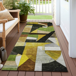 Piper Looms Chantille Abstract ACN1757 Green Machine Washable Area Rug Runner Outdoor Lifestyle Image Feature