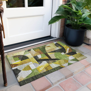Piper Looms Chantille Abstract ACN1757 Green Machine Washable Area Rug Scatter Outdoor Lifestyle Image Feature