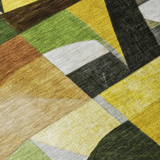 Piper Looms Chantille Abstract ACN1757 Green Machine Washable Area Rug Swatch Image