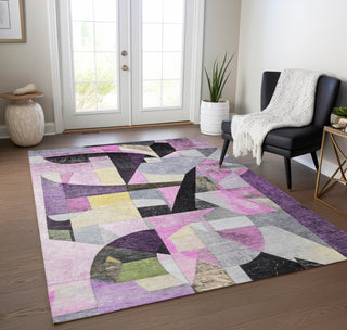 Piper Looms Chantille Abstract ACN1757 Purple Machine Washable Area Rug Lifestyle Image Feature