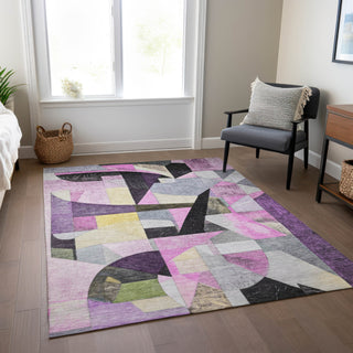 Piper Looms Chantille Abstract ACN1757 Purple Machine Washable Area Rug Lifestyle Image Feature