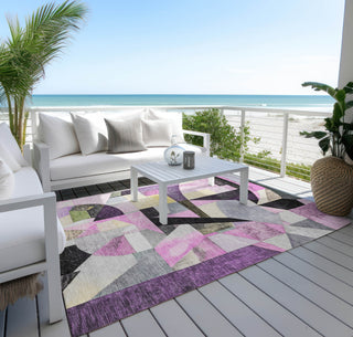 Piper Looms Chantille Abstract ACN1757 Purple Machine Washable Area Rug Outdoor Lifestyle Image Feature
