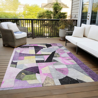 Piper Looms Chantille Abstract ACN1757 Purple Machine Washable Area Rug Outdoor Lifestyle Image Feature