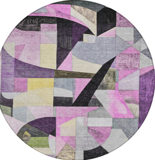 Piper Looms Chantille Abstract ACN1757 Purple Machine Washable Area Rug Round Main Image