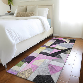 Piper Looms Chantille Abstract ACN1757 Purple Machine Washable Area Rug Runner Lifestyle Image Feature