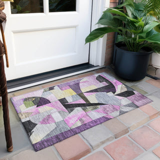 Piper Looms Chantille Abstract ACN1757 Purple Machine Washable Area Rug Scatter Outdoor Lifestyle Image Feature