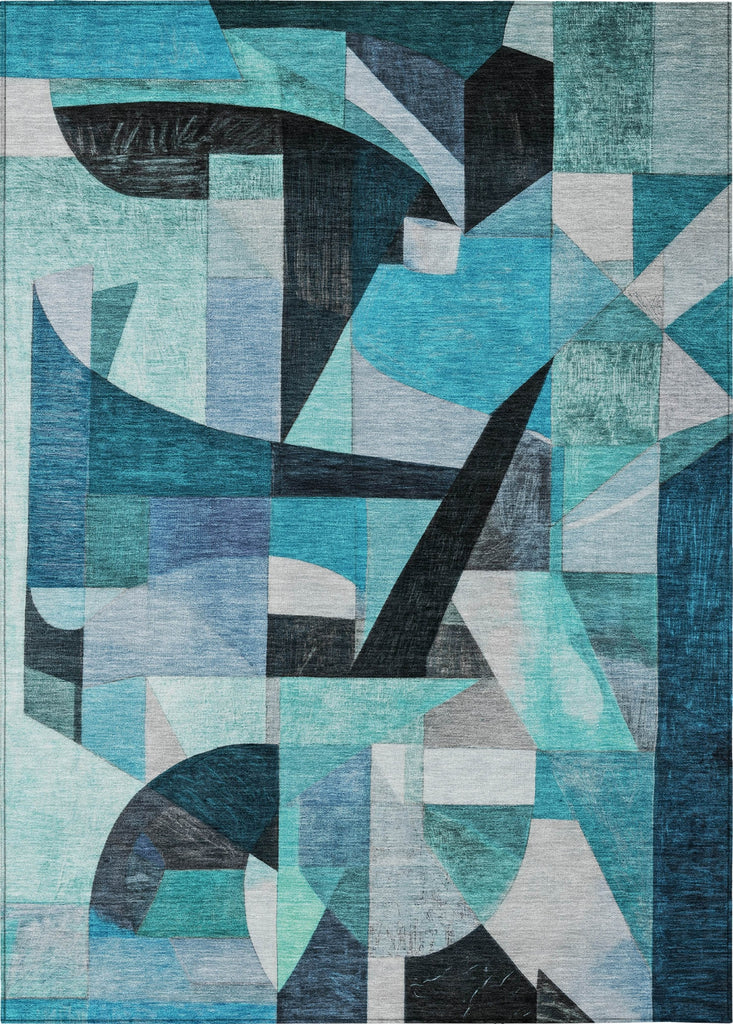 Piper Looms Chantille Abstract ACN1757 Teal Machine Washable Area Rug main image