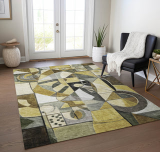 Piper Looms Chantille Abstract ACN1758 Brown Machine Washable Area Rug Lifestyle Image Feature