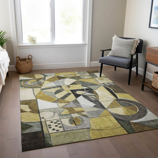 Piper Looms Chantille Abstract ACN1758 Brown Machine Washable Area Rug Lifestyle Image Feature