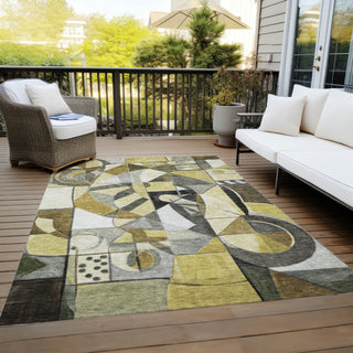 Piper Looms Chantille Abstract ACN1758 Brown Machine Washable Area Rug Outdoor Lifestyle Image Feature