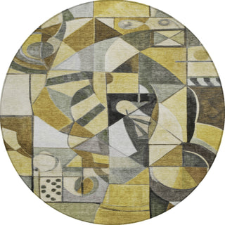 Piper Looms Chantille Abstract ACN1758 Brown Machine Washable Area Rug Round Main Image