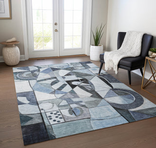 Piper Looms Chantille Abstract ACN1758 Denim Machine Washable Area Rug Lifestyle Image Feature