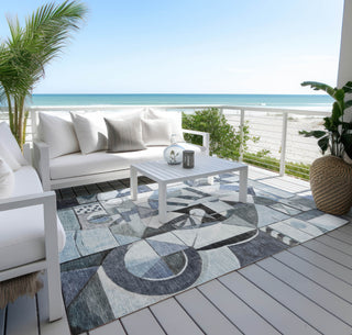 Piper Looms Chantille Abstract ACN1758 Denim Machine Washable Area Rug Outdoor Lifestyle Image Feature