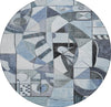 Piper Looms Chantille Abstract ACN1758 Denim Machine Washable Area Rug Round Main Image