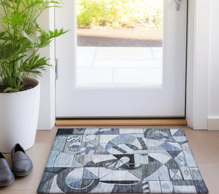 Piper Looms Chantille Abstract ACN1758 Denim Machine Washable Area Rug Scatter Lifestyle Image Feature