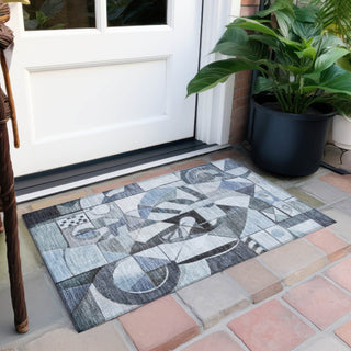 Piper Looms Chantille Abstract ACN1758 Denim Machine Washable Area Rug Scatter Outdoor Lifestyle Image Feature