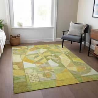 Piper Looms Chantille Abstract ACN1758 Fern Machine Washable Area Rug Lifestyle Image Feature
