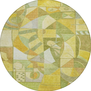 Piper Looms Chantille Abstract ACN1758 Fern Machine Washable Area Rug Round Main Image