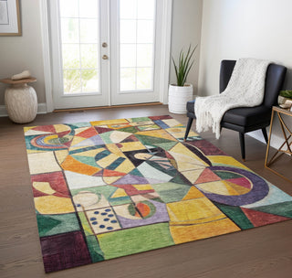 Piper Looms Chantille Abstract ACN1758 Gold Machine Washable Area Rug Lifestyle Image Feature