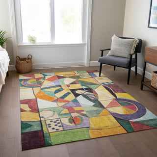 Piper Looms Chantille Abstract ACN1758 Gold Machine Washable Area Rug Lifestyle Image Feature