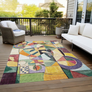 Piper Looms Chantille Abstract ACN1758 Gold Machine Washable Area Rug Outdoor Lifestyle Image Feature
