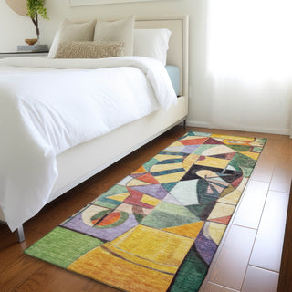 Piper Looms Chantille Abstract ACN1758 Gold Machine Washable Area Rug Runner Lifestyle Image Feature