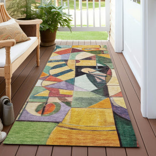 Piper Looms Chantille Abstract ACN1758 Gold Machine Washable Area Rug Runner Outdoor Lifestyle Image Feature