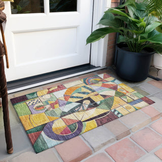Piper Looms Chantille Abstract ACN1758 Gold Machine Washable Area Rug Scatter Outdoor Lifestyle Image Feature