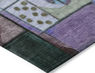 Piper Looms Chantille Abstract ACN1758 Green Machine Washable Area Rug Corner Image