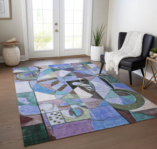 Piper Looms Chantille Abstract ACN1758 Green Machine Washable Area Rug Lifestyle Image Feature