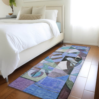 Piper Looms Chantille Abstract ACN1758 Green Machine Washable Area Rug Runner Lifestyle Image Feature