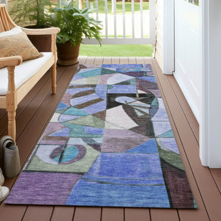 Piper Looms Chantille Abstract ACN1758 Green Machine Washable Area Rug Runner Outdoor Lifestyle Image Feature