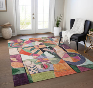 Piper Looms Chantille Abstract ACN1758 Orange Machine Washable Area Rug Lifestyle Image Feature