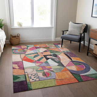 Piper Looms Chantille Abstract ACN1758 Orange Machine Washable Area Rug Lifestyle Image Feature