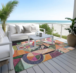 Piper Looms Chantille Abstract ACN1758 Orange Machine Washable Area Rug Outdoor Lifestyle Image Feature