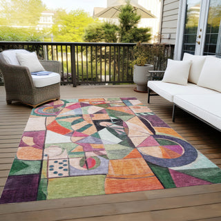 Piper Looms Chantille Abstract ACN1758 Orange Machine Washable Area Rug Outdoor Lifestyle Image Feature