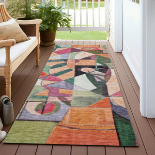 Piper Looms Chantille Abstract ACN1758 Orange Machine Washable Area Rug Runner Outdoor Lifestyle Image Feature