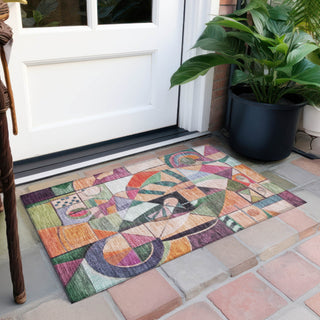Piper Looms Chantille Abstract ACN1758 Orange Machine Washable Area Rug Scatter Outdoor Lifestyle Image Feature