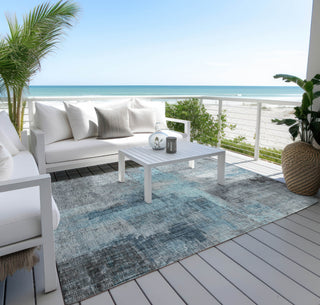 Piper Looms Chantille Modern ACN1759 Blue Machine Washable Area Rug Outdoor Lifestyle Image Feature