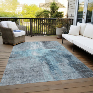 Piper Looms Chantille Modern ACN1759 Blue Machine Washable Area Rug Outdoor Lifestyle Image Feature