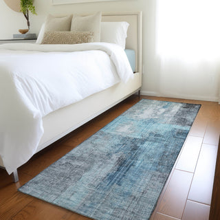 Piper Looms Chantille Modern ACN1759 Blue Machine Washable Area Rug Runner Lifestyle Image Feature