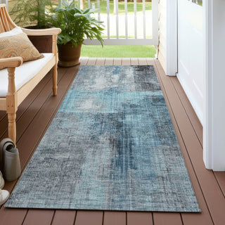 Piper Looms Chantille Modern ACN1759 Blue Machine Washable Area Rug Runner Outdoor Lifestyle Image Feature