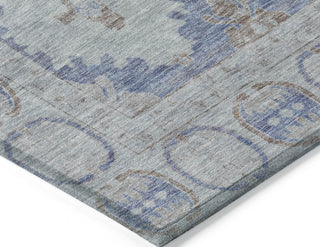 Piper Looms Chantille Border ACN1760 Blue Machine Washable Area Rug Corner Image